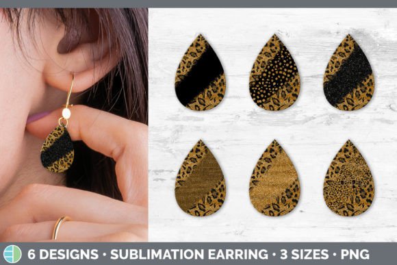 Animal Print Glitter Teardrop Earring Design Assets