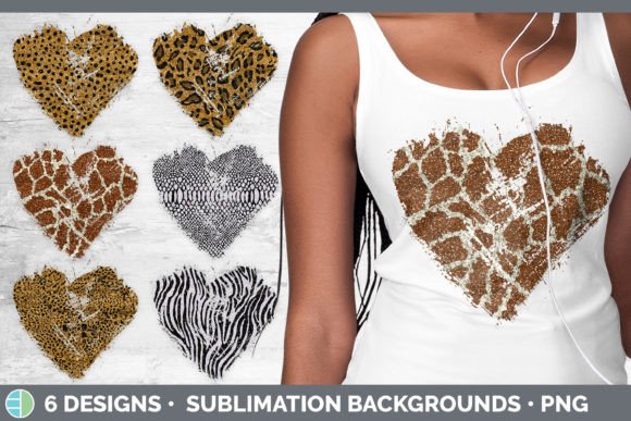 Animal Print Heart Distressed Clipart: Bold Branding Assets
