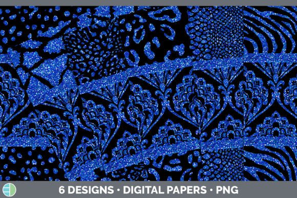 Blue Damask Backgrounds: Glitter Animal Style