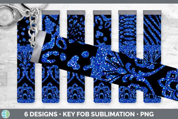 Blue Damask Key Fob | Glitter Animal Pri: Pattern Meets Personality
