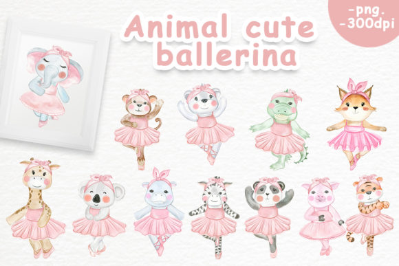 Charming Animal Cute Ballerina Illustrations for Creative Projects